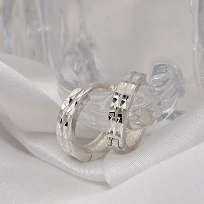 92.5 Silver Double-Cut Ring Earrings