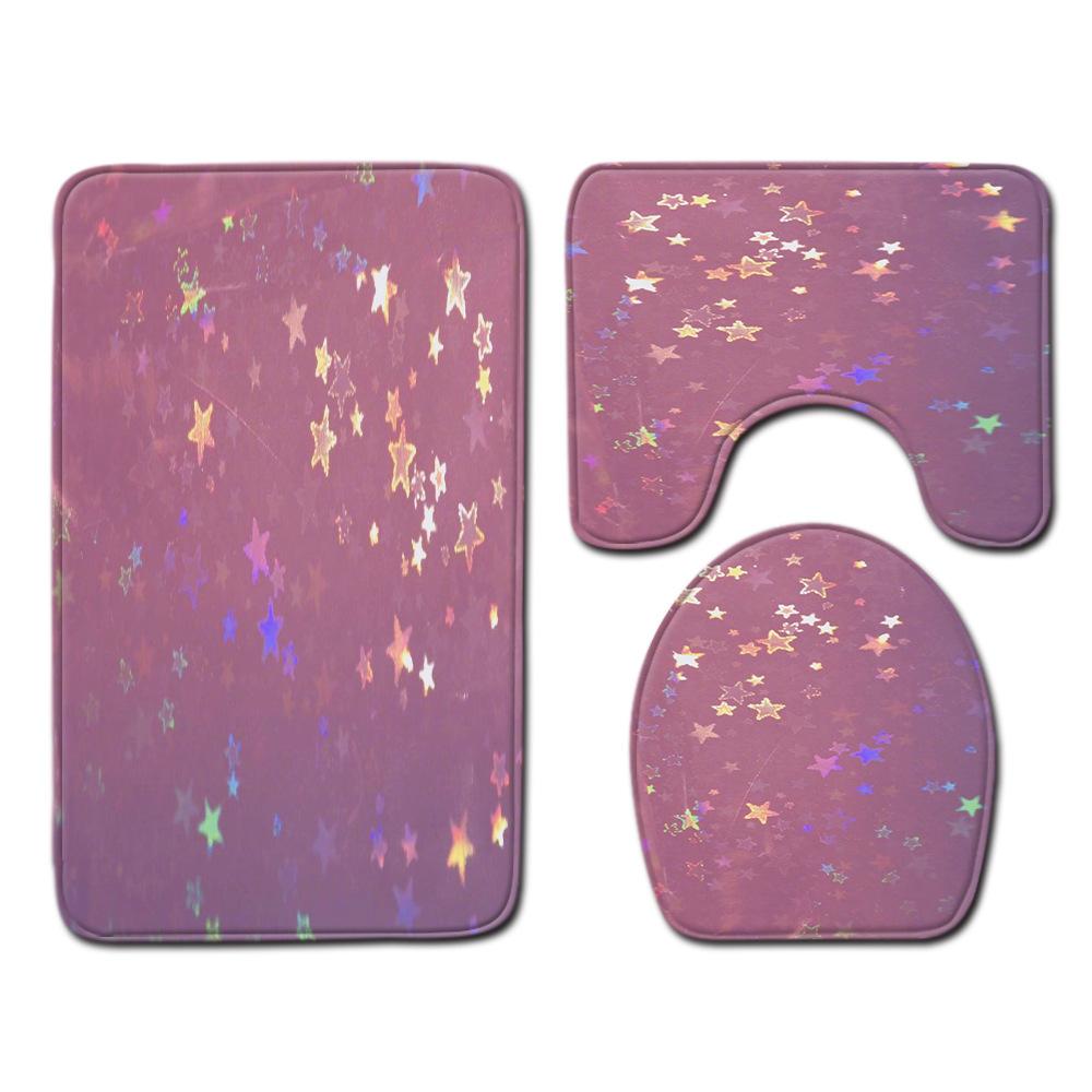 Peony Toilet Three-Piece Bathroom Floor Mat Doormat Combination