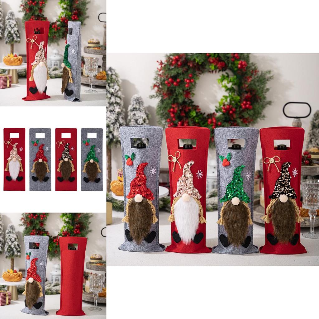 Charming Rudolph Wine Bottle Bags For Christmas Party Decorations In Various Colors