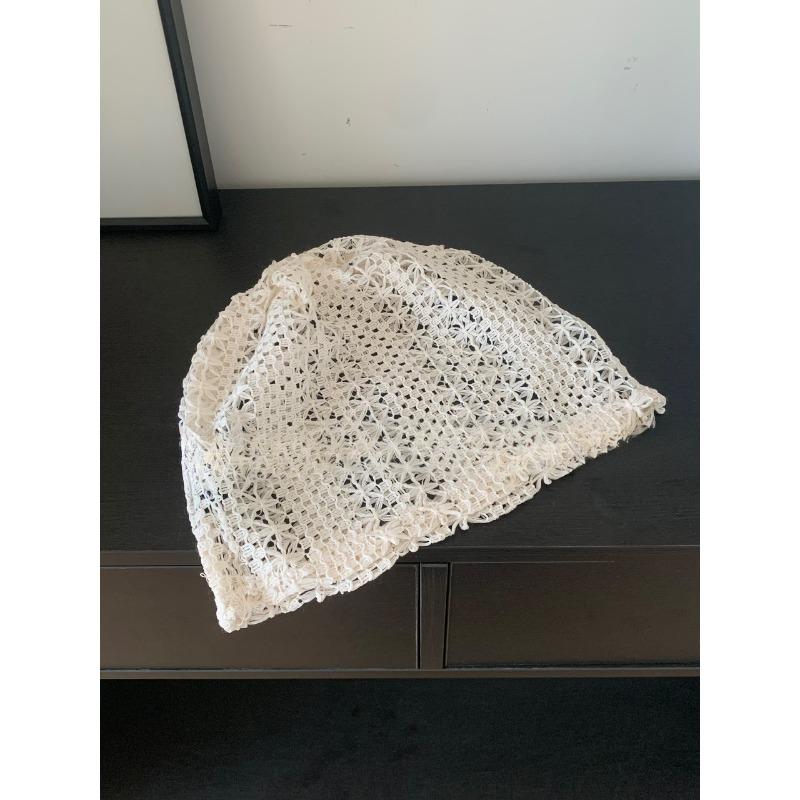 Summer Cold Hat Light and Breathable Head Hat for Women Spring and Summer Trend Hollow Design Hand Hook Big Head Circumference Pile Hat