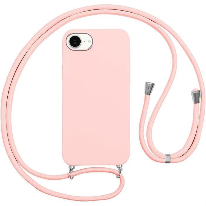 Coque de protection - BOOLING - iPhone 16e - Silicone Souple - Anti-Rayures - Bandoulière Rose
