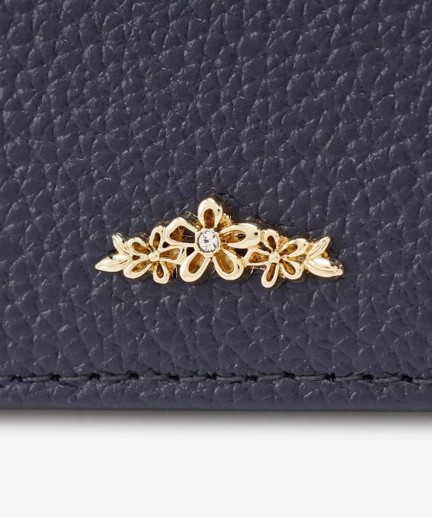 Afternoon Tea Living Business Card Case/Organizer HQ43, Genuine Leather Business Card Case with Flower Charm / Afternoon Tea PREMIUM, Navy