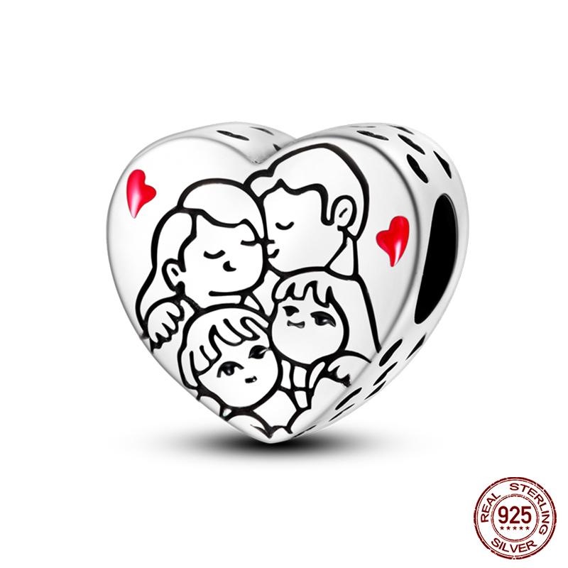 100% Copper Heart Shaped Warm Family Charm Beads Fit Qikaola Original Bracelets Fine Diy Mother'S Day Jewelry Gifts