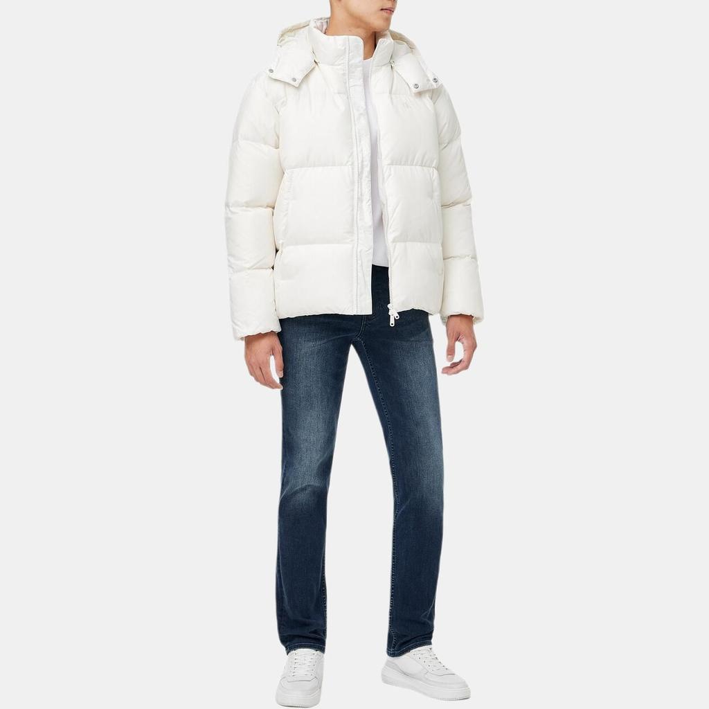 Calvin Klein Minimalist Comfortable Fashion Loose Glossy Hooded Down Jacket Men Outerwear White J327349-YBI