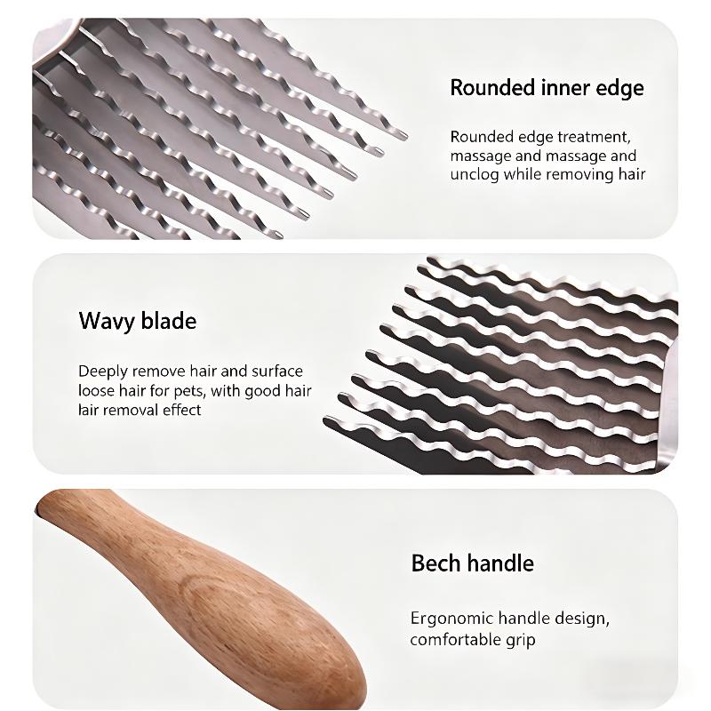 Dog And Cat Dematting Brush & Undercoat Rake, Professional Pet Dematting Comb With Wood Handle, Stainless Steel Deshedding Tool