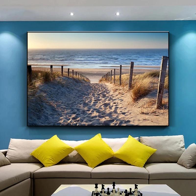 Sonnenaufgang, Meereslandschaft, Strand, Leinwandgemälde, moderne Poster und Drucke, Cuadros, Wandkunst, Bilder, Wohnzimmer, Heimdekoration, ohne Rahmen, ohne Rahmen