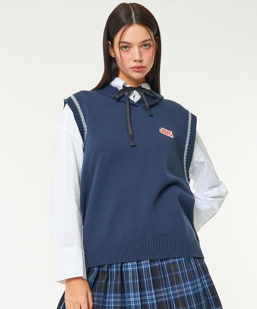 Mainbooth Original Logo Patch Knit Vest(Navy)