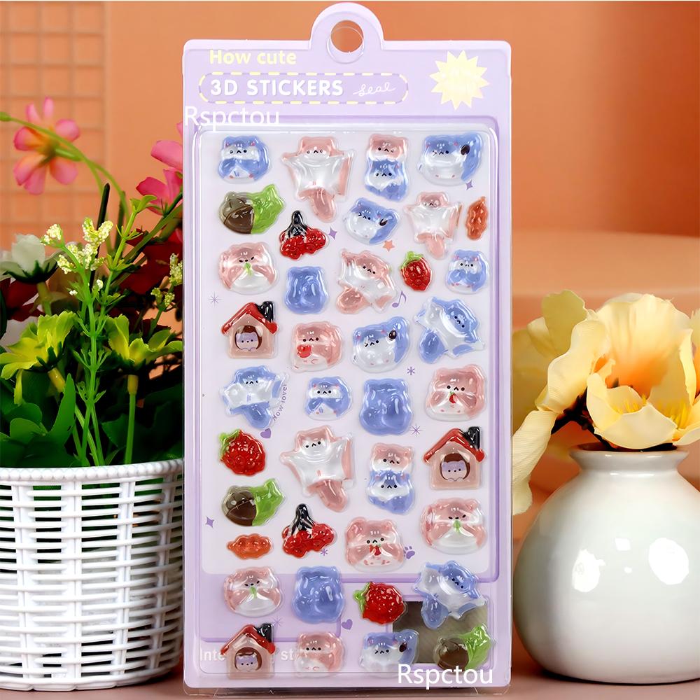 

Cute Cartoon Animals Series 3D Puffy Stickers Funny Three-dimensional Relief Sticker Luggage Guitar Phone Decals Decoration