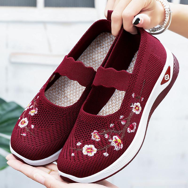 Shoes Casual shoes Large size embroidered shoes Soft soles Comfortable and not tired shoes Flying woven single shoes