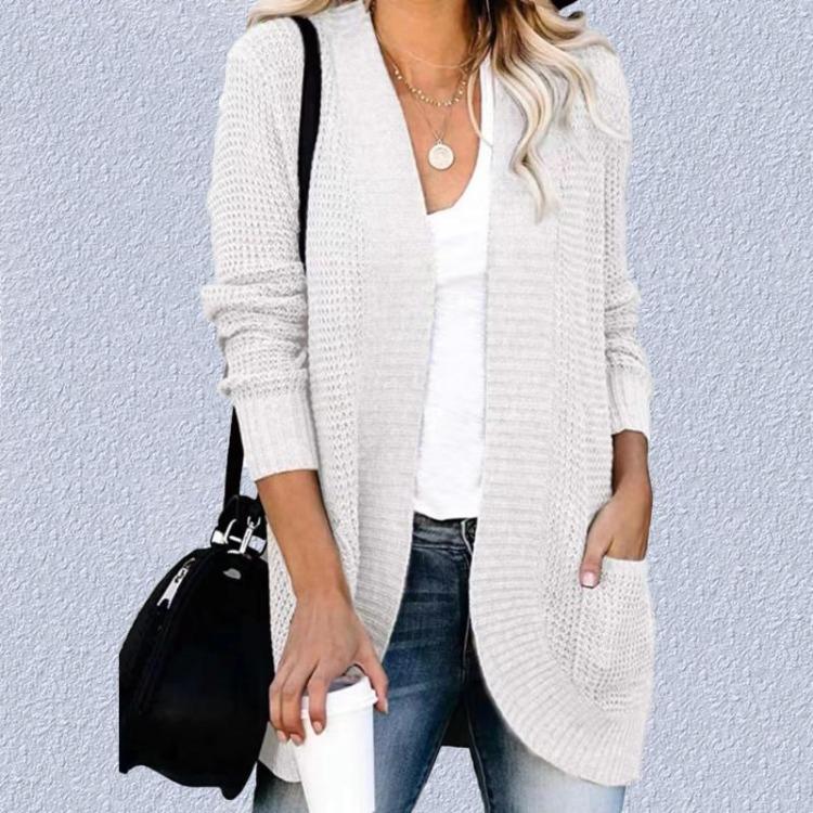 Open Front Cardigan Women Long Sleeve Soft Knit Sweater Casual Loose Pocket Outerwear