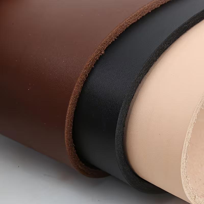 4mm Thickened Sturdy Vegetable-tanned Genuine Cowhide Leather Material, Natural Brown and Black, for Handmade DIY Leather Projec