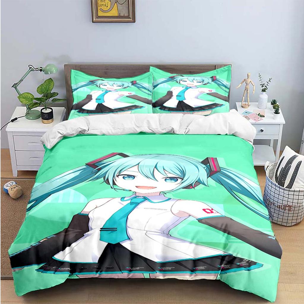 Comforter Cartoon Kawaii Virtual Singer H-Hatsune-Miku Bedding Sets Bed Supplies Set Bed Comforter Set Bedding Set Gift