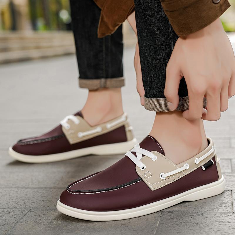 White Men's Leather Shoes Casual Shoes Handmade Leather Shoes Fashionable Comfort Flat Shoes Men's Dating Party Shoes