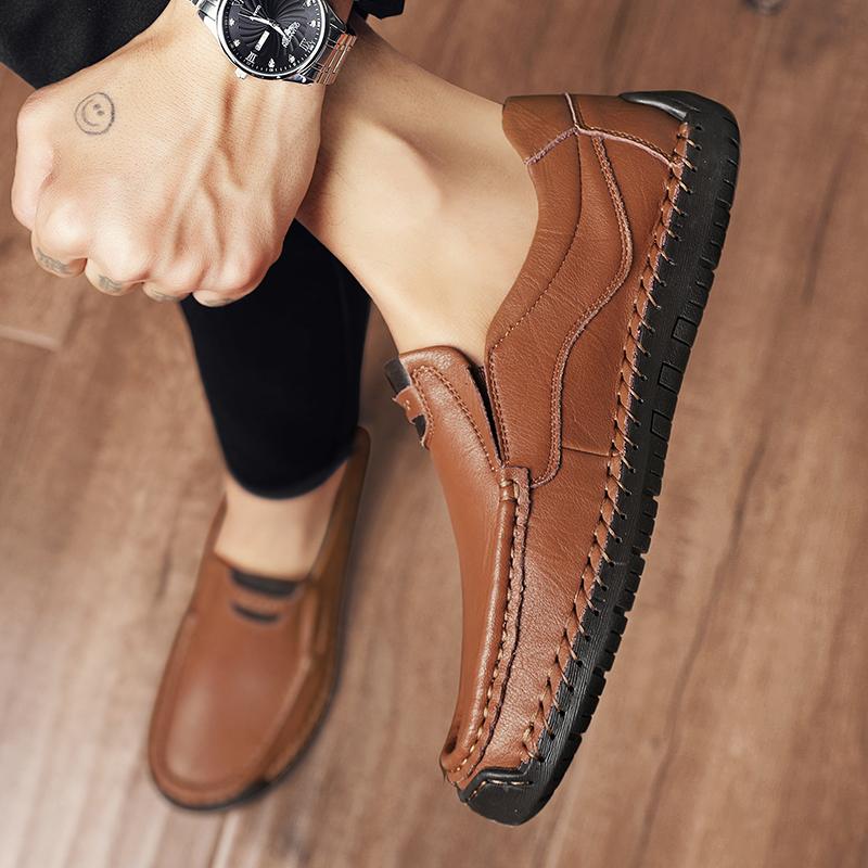 High Quality Brand Men's Leather Casual Shoes Handmade Soles Oxford Shoes Soft Soles Comfortable Outdoor Hiking Shoes for Men‘s