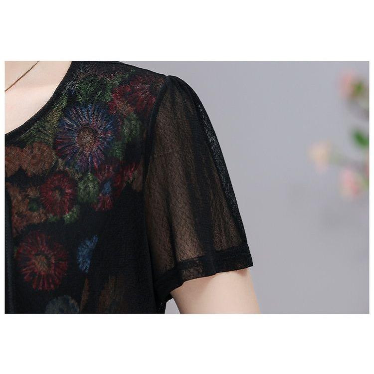 Chic Summer Fake Two Piece Dress for Moms Elegant Slimming and Youthful Mid Age Women Fashion Clothing