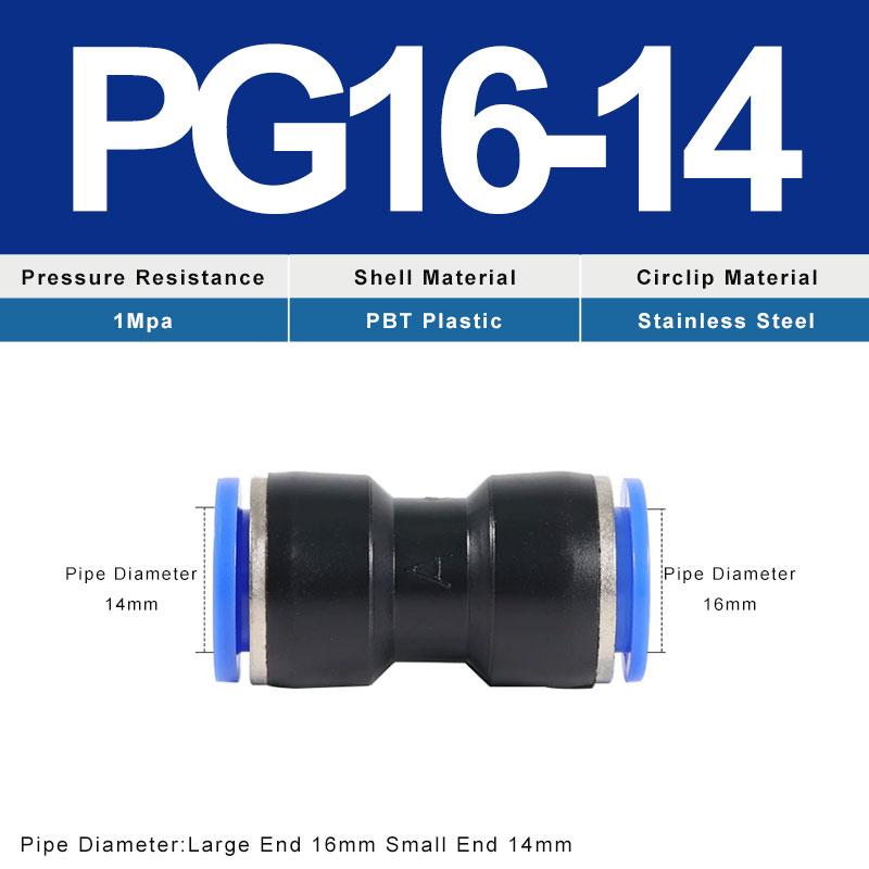 PG Pneumatic Fittings 2-Way Straight Connector Diameter Reduce For 8mm-6mm/6mm-4mm For Pneumatic Tube Air Hose Ventilation Valves 4