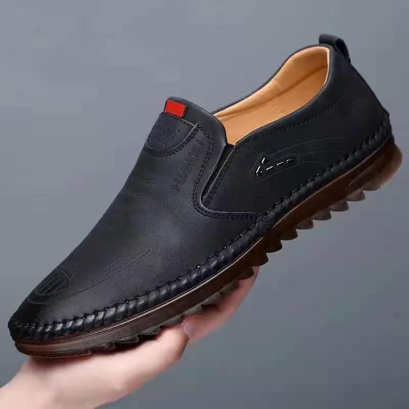 Leather Shoes Men's Spring and Autumn Fashionable Soft Leather Casual Leather Shoes Texture Wear-resistant Bean Shoes Men's Shoes