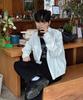P.IN.O Non-Faded Semi-Crop Long Sleeve Denim Shirt - Black