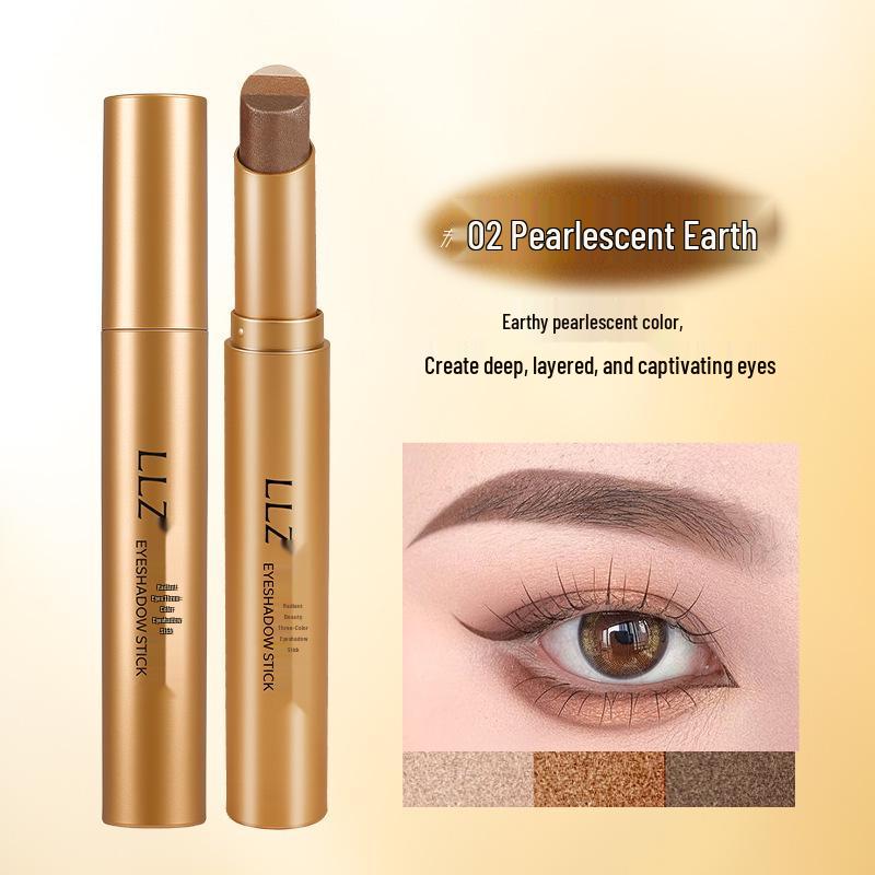 Lilin Zhi Radiant Eyes Three-Color Gradient Eyeshadow Stick - Glitter Highlight, Long-Lasting, One-Swipe Application