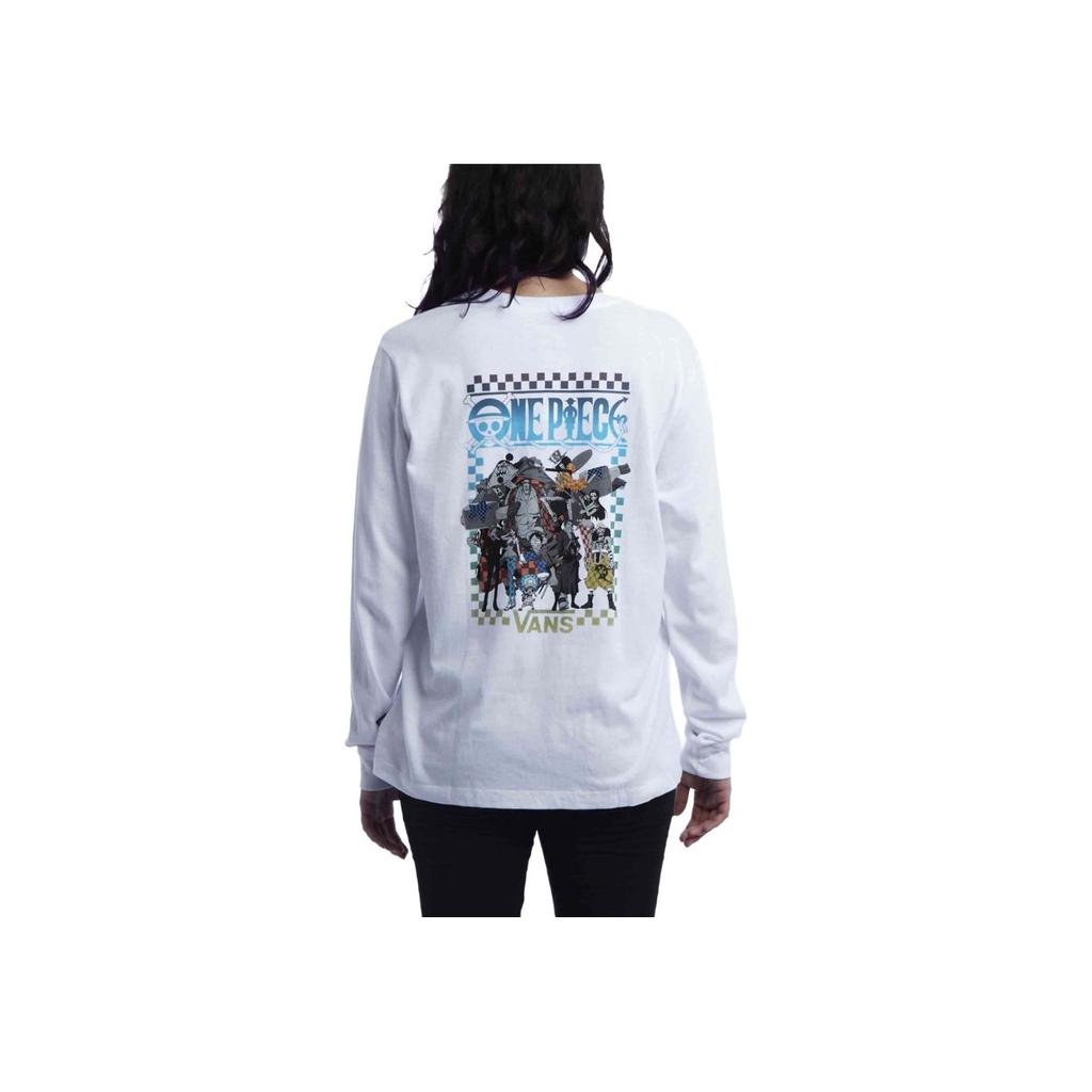 Vans X One Piece Straw Hat Pirates Character Letter Print Long Sleeve T-Shirt Women Tops White VN00038BWHT
