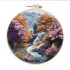 Mountain and Moon Landscape Embroidery Kit with Scenery Pattern Handmade Gift DIY Embroidery Home Decoration Sewing Accessories