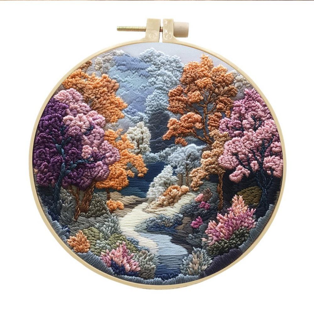 Mountain and Moon Landscape Embroidery Kit Handmade Gift with Scenery Pattern Cross Stitch Home Decoration Sewing accessories