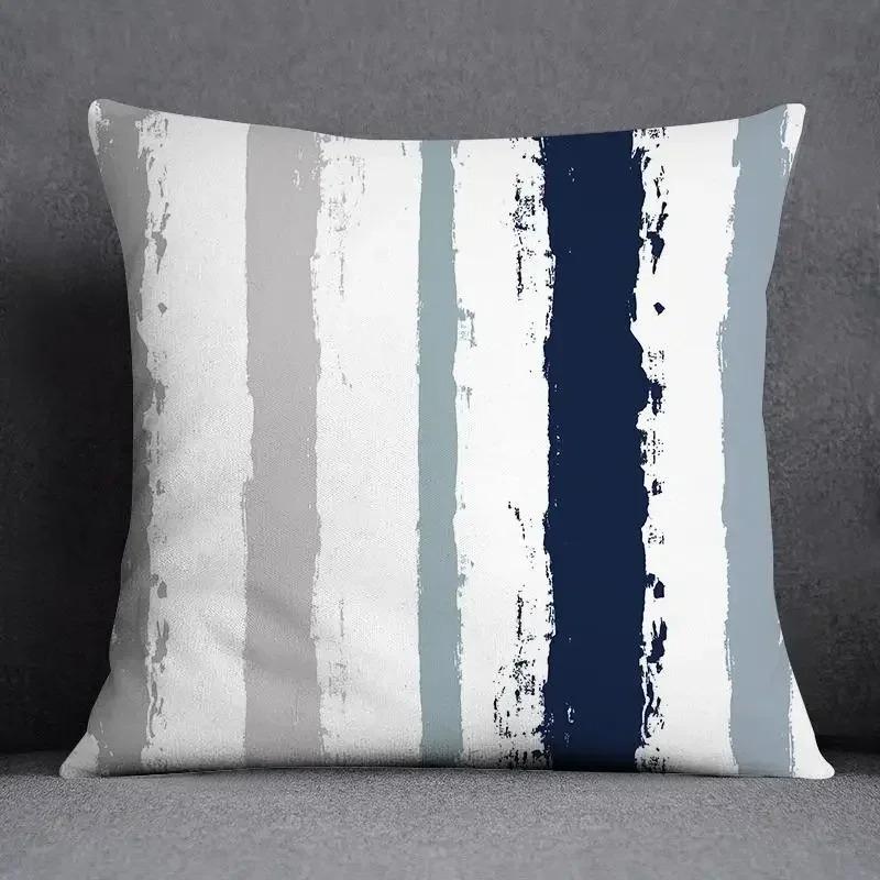 45x45CM Cushion Cover Geometric Pattern Polyester Blue Grey Pillowcase Sofa Cushion Throw Pillow Home Decor Pillowcase