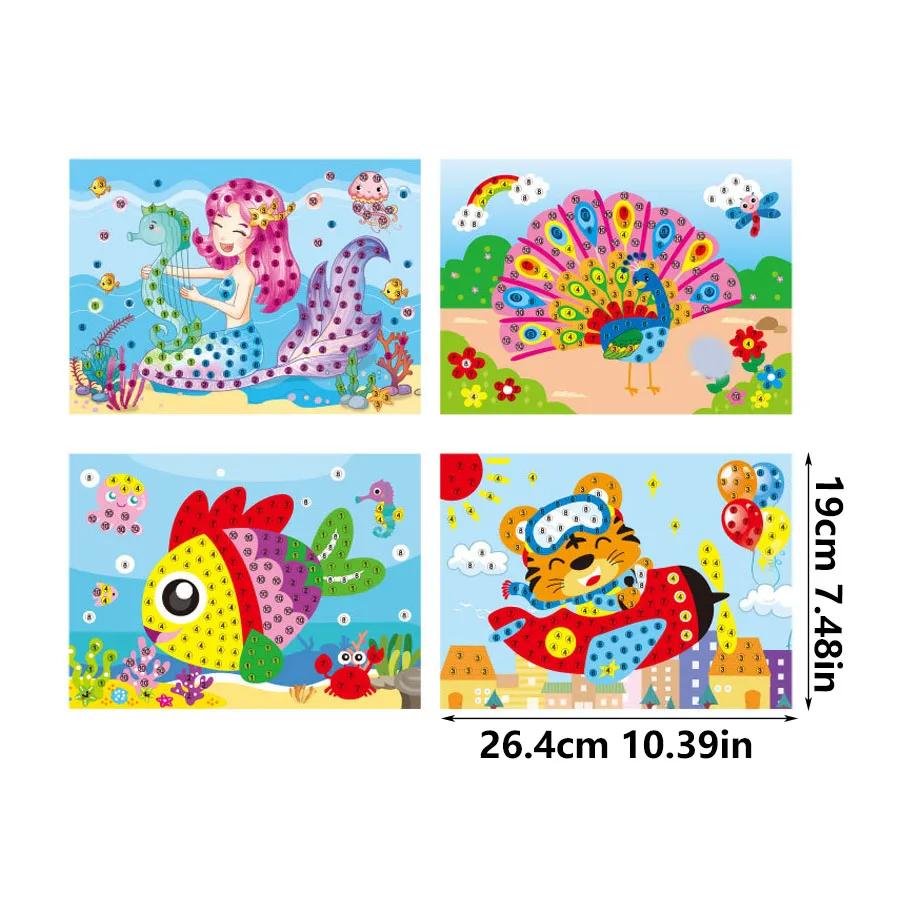 Cartoon Mosaic Diamond Paste Painting Back Can Colored Handmade Material DIY Crystal Paste Drawing Children Puzzle Gift JXB