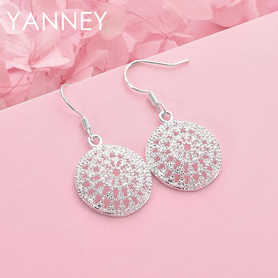 

Elegant 925 Sterling Silver Delicate Round Hollow Earrings for Women, Fashion Accessories, Wedding Gifts, Jewelry