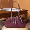Women's bag first layer matte cowhide bag new retro leather shoulder bag autumn and winter bowling bag