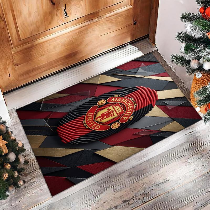 Tappeto in Flanella Stampato Manchester United Antiscivolo Morbido Poliestere Tappeto per Pavimento Tappetino Decorativo per Interni per Camera da Letto Soggiorno Divano