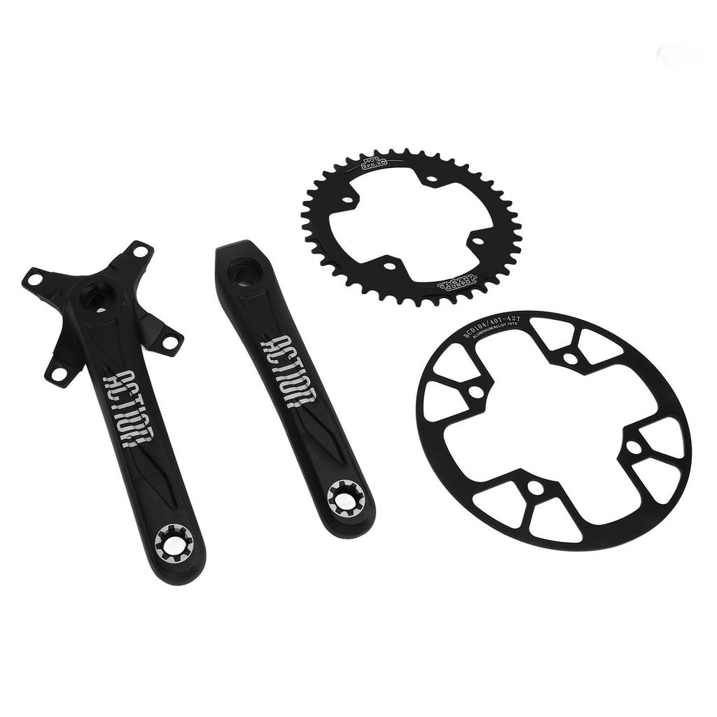 Bike Crank Set Aluminium Alloy 40T Positive and Negative Chainring 40 to 42T Guard Plate Bike Crank Chainring Set