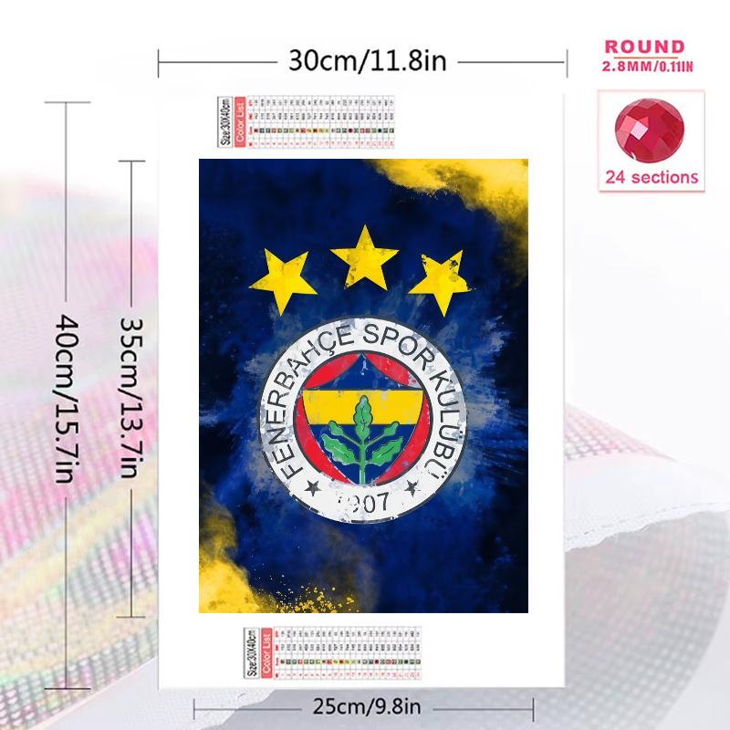 Fenerbahce SK Logo Pattern 3pcs 100% Round Full Drill 5D DIY Diamond Painting Embroidery Cross Stitch Rhinestone Décor