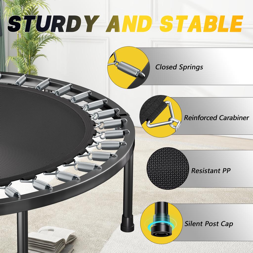 101cm Foldable Trampoline with Handle – Standard Spring – Black
