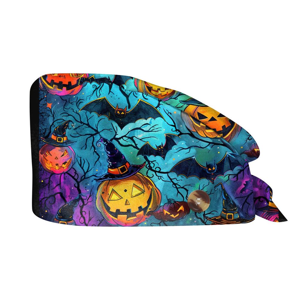 Fashion Halloween Print Work Hat Casual Wash Hat Bag Cap