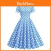 Vintage Polka Dot Dress With Cotton Fabric For Elegant Spring Casual Occasions