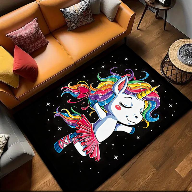 1pc Unicorn Carpet Rug for Living Room Bedroom Home Sofa Decoration,Kids play Non-slip Floor Mat
