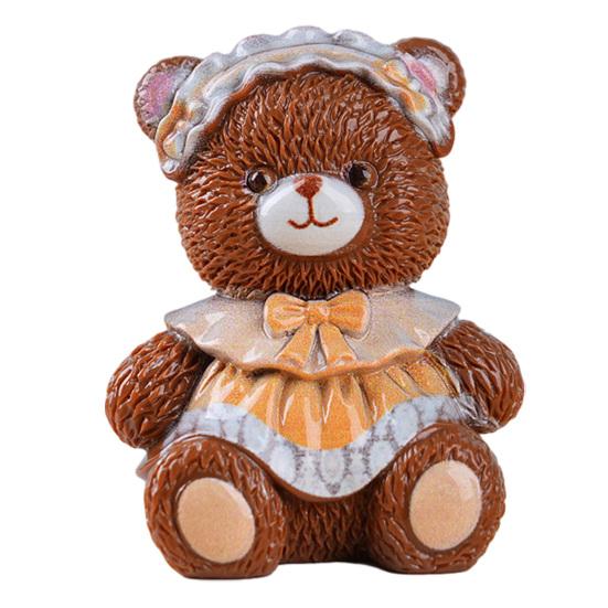 Mini Cartoon Bear Figurine Tiny Resin Bear Figures with Dress Cute Cake Toppers for DIY Crafts Dollhouse Fairy Garden Micro Landscape Decor