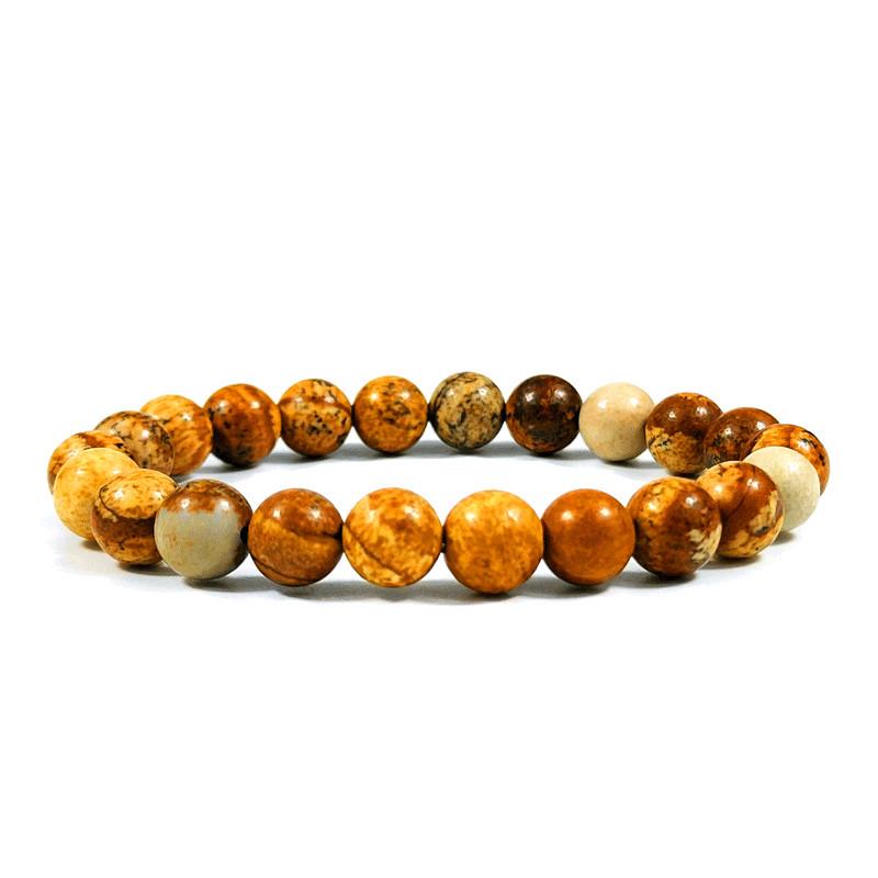 8mm Unisex Elastic Bracelet with Tiger Eye & Volcanic Stone