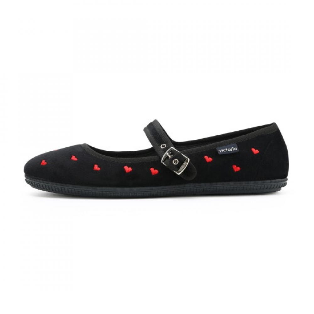 Victoria Shoes Victoria Oda Mary Jane Heart Pattern Black 1049924 Negro