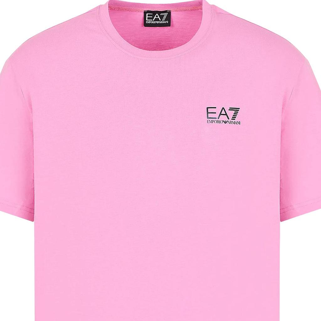 Emporio Armani EA7 Maglietta Casual Unisex a Maniche Corte con Girocollo e Lettere Monocolore Rosa 3DUT06-PJVBZ-1432