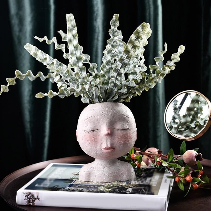 Face Flower Pot Silicone Mold Succulent Planter Concrete Mold Cute Concrete Cement Mold for DIY Pen Holder,Home Decor