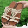Retro vacation style woven cool slippers women's outer wear summer new niche flat sandals