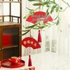 Red Xi Lantern Wedding Decoration Set with Bride Photo Props and Chandelier