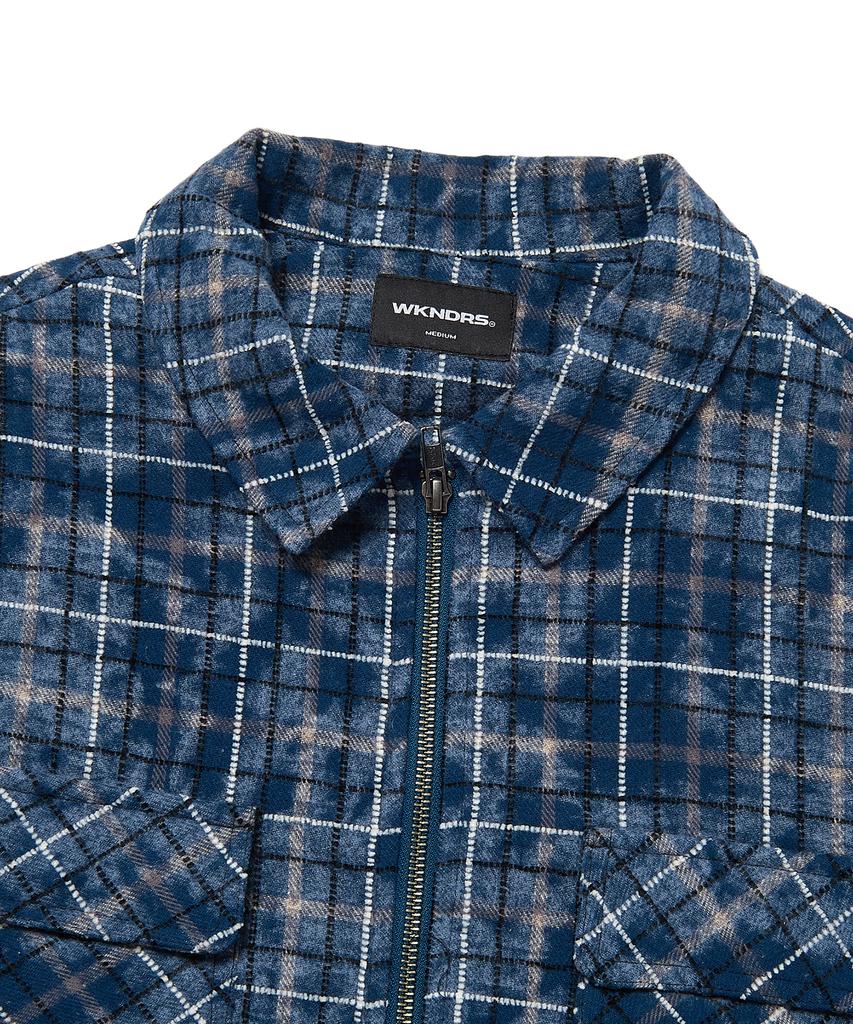 WKNDRS Checkered Zipup Shirt (Navy)