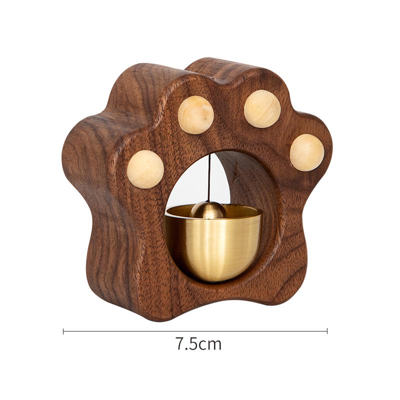 Walnut Wooden Wind Chime Magnetic Home Reminder Wind Chime Cartoon Cat Claw Doorbell Copper Bell Ornaments Housewarming Gift