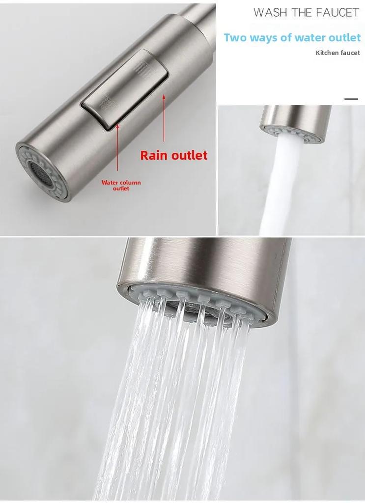Black Kitchen Faucet Flexible Pull Out 2 Modes Nozzle Hot Cold Water Mixer Tap Deck Mounted Sprayer and Stream SUS 304 Faucets