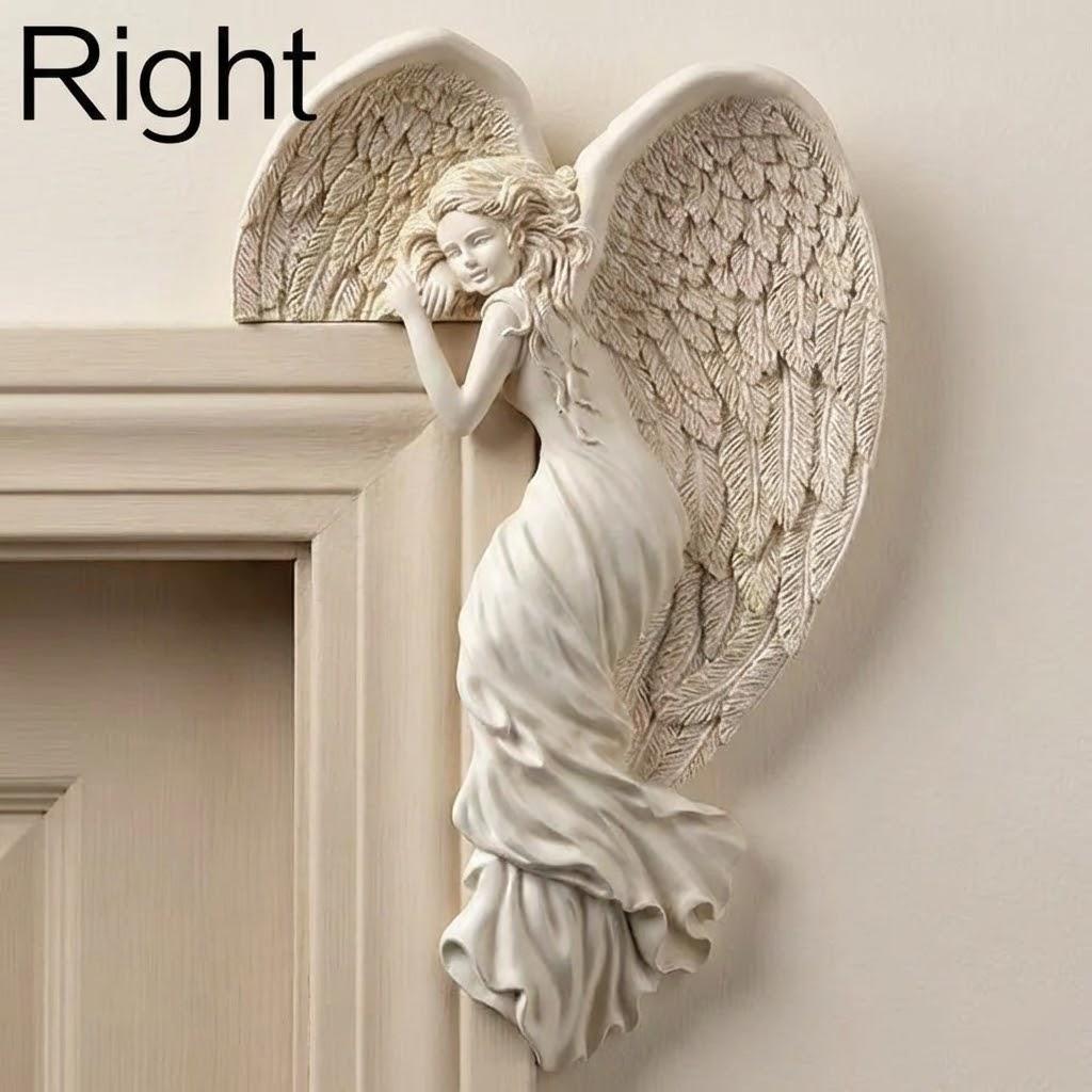 Resin Door Frame Angel Wings Sculpture Wall Art Crafts Home Decor for Party Memorial Gifts