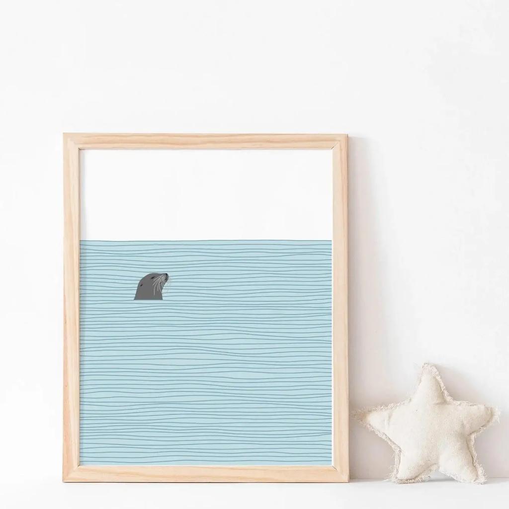 1pc Aesthetic Coastal Canvas Wall Art Seaside Beach Birds Fish House Decor Modern Ocean Waves Minimalist Print Vintage Poster