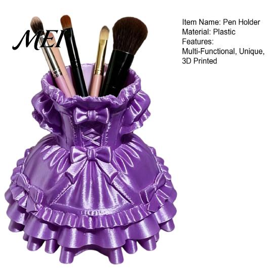 Pen Holder 3D Printed Dress Shape Holder, Cute Desk Organizer School Supplies for Makeup Brushes Stationery, Creative Home Office Decor Gift Teachers